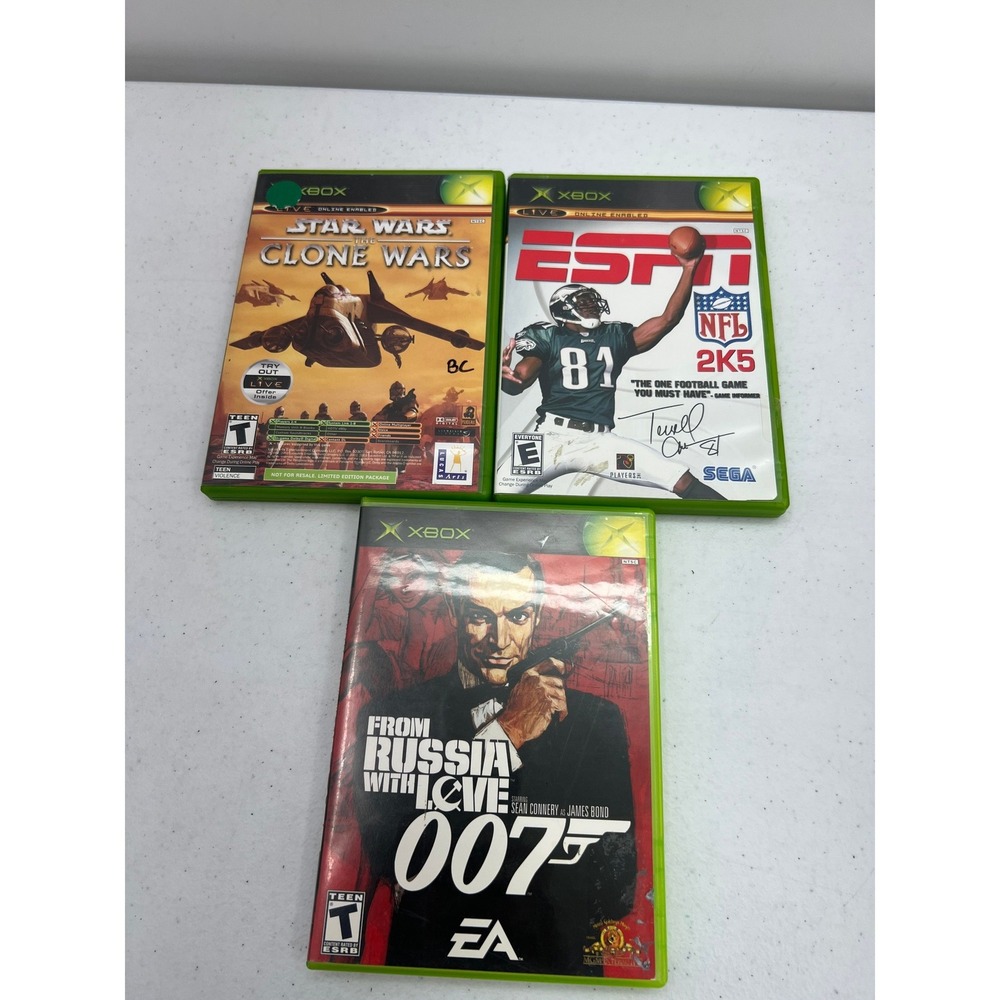 Microsoft Xbox Game Lot Star Wars Clone Wars Tetris ESPN NFL 2K5 007 Bond NTSC